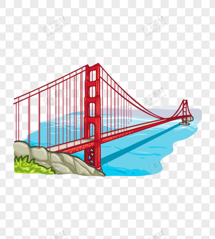 河面红色高架桥绘图