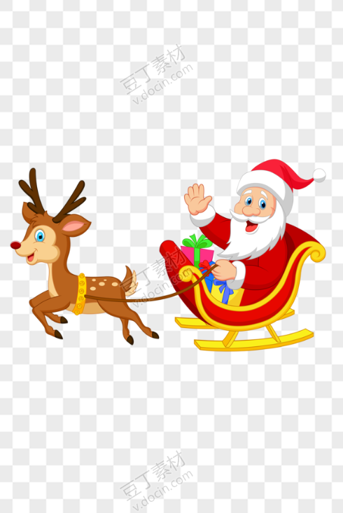 卡通圣诞老人驾驶麋鹿