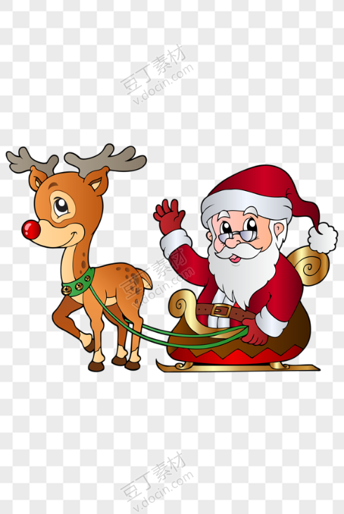 可爱的麋鹿和圣诞老人