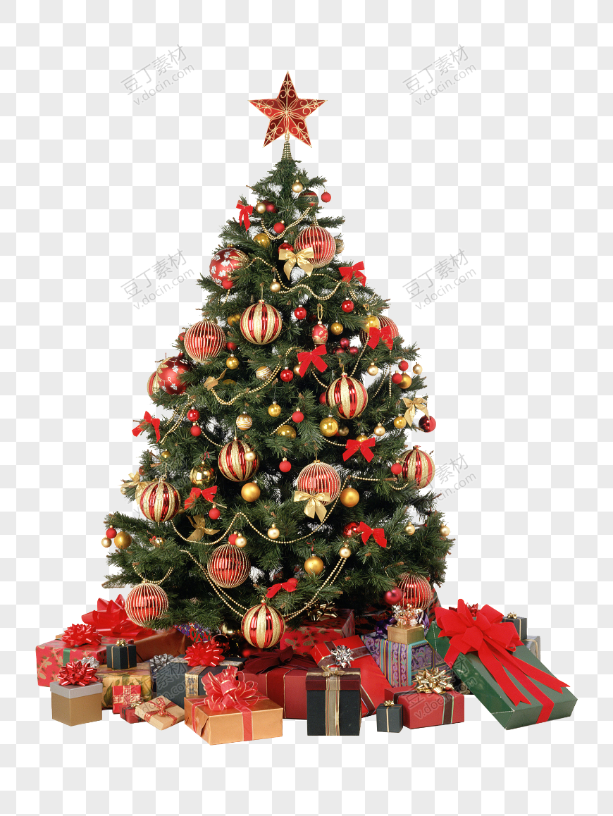 红色圣诞球礼物圣诞树