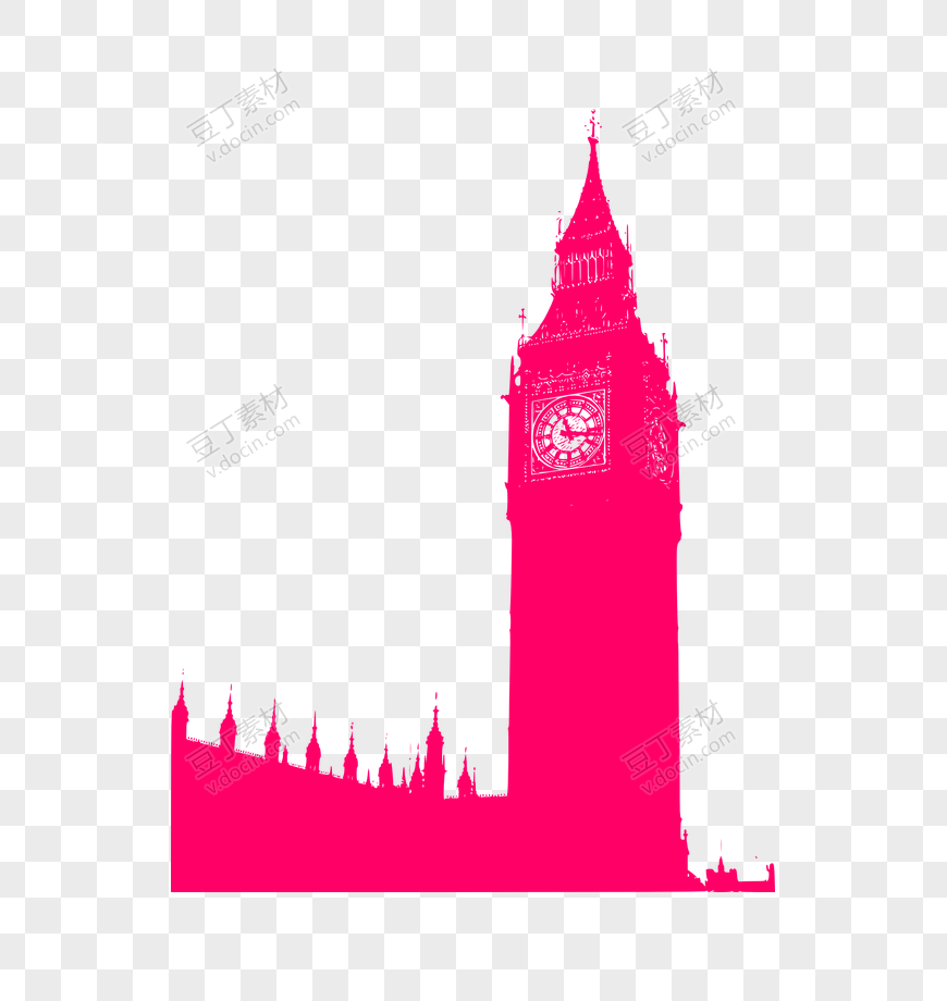 粉色伦敦大本钟绘图