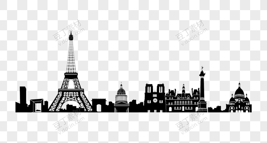 巴黎标志性建筑全景绘图