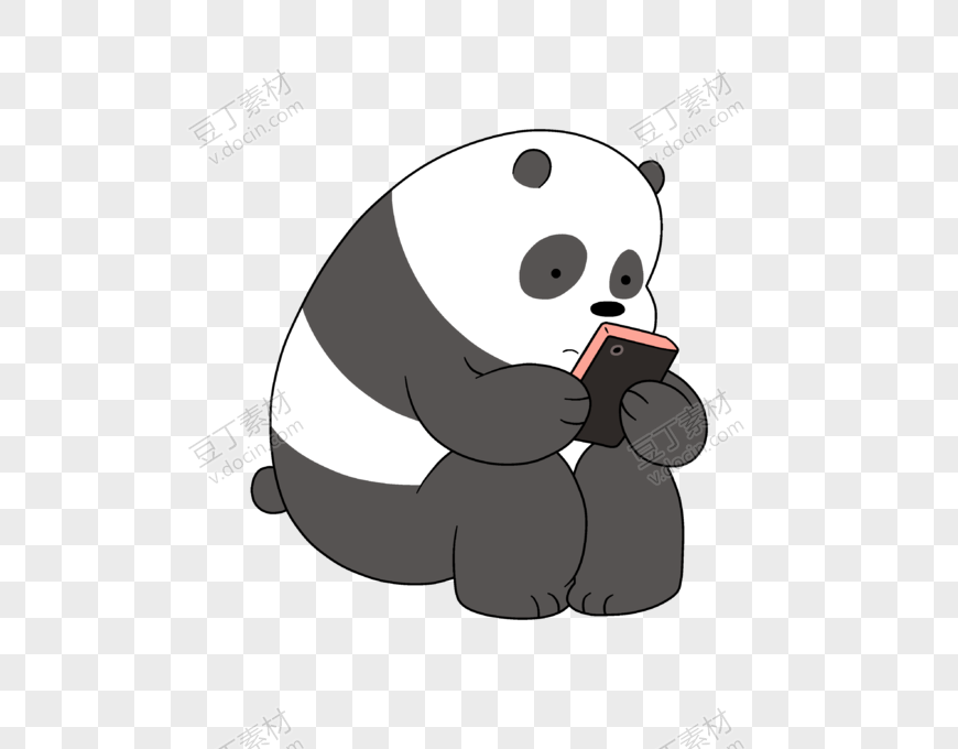 看手机的卡通熊猫