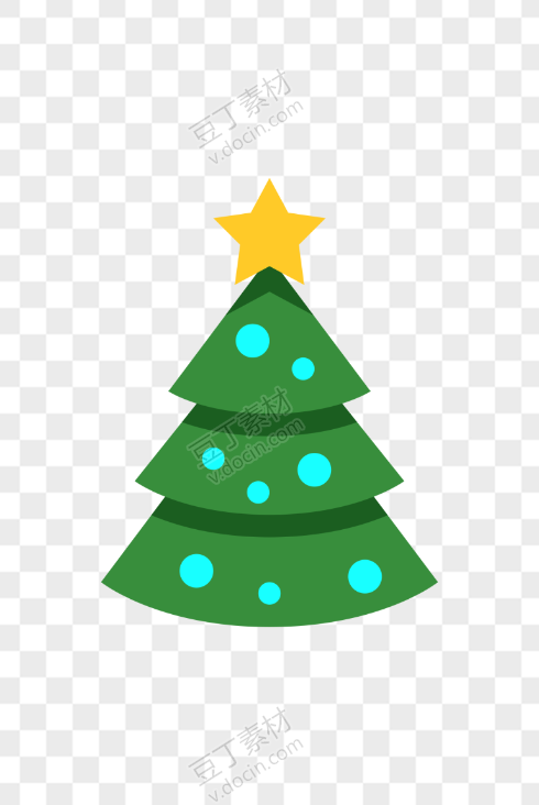 手绘可爱圣诞树五角星
