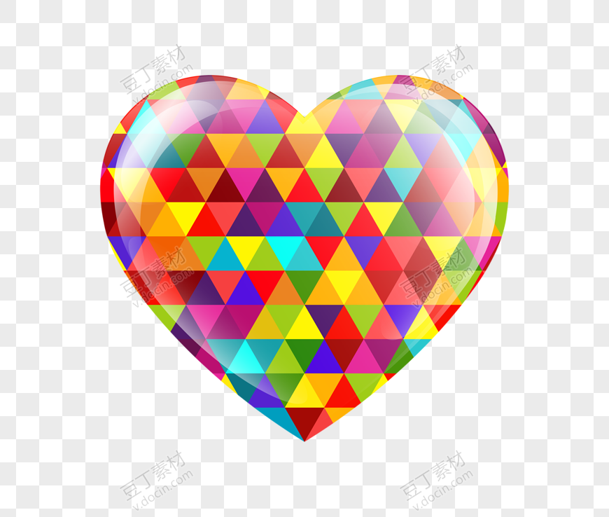 彩色三角拼接爱心