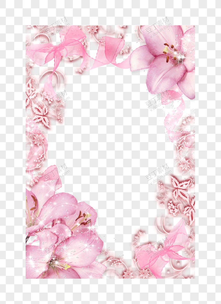 浪漫粉色求婚花朵边框