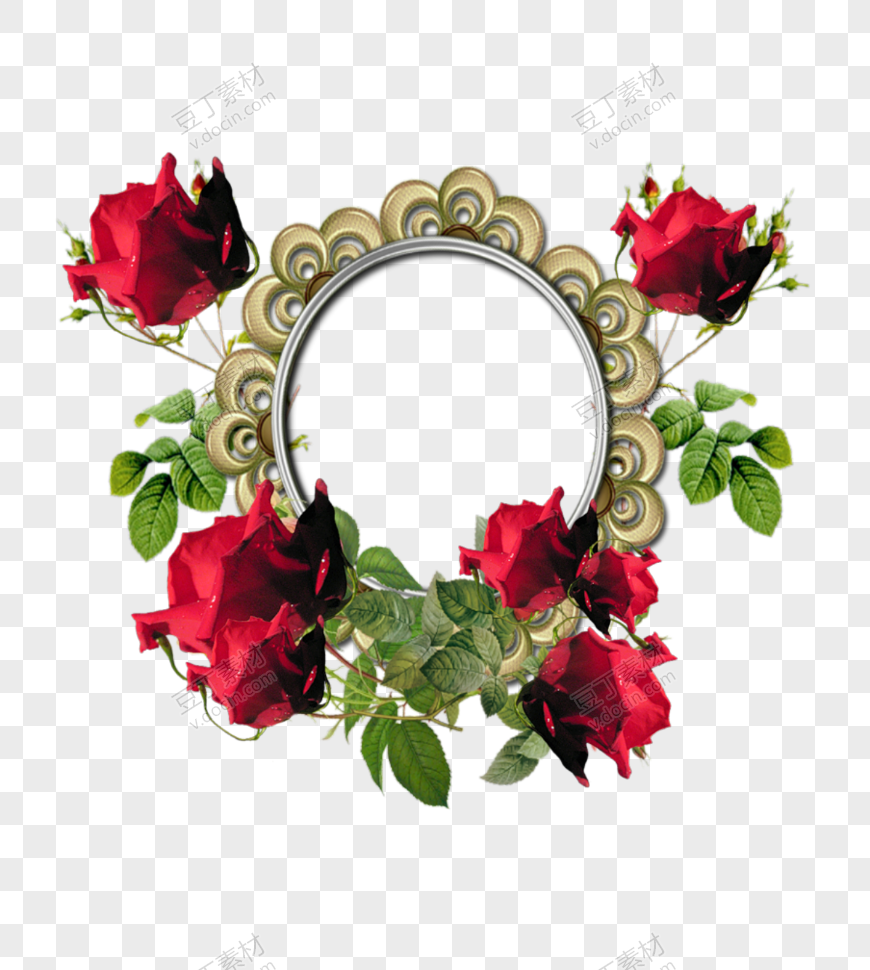 复古金色铜镜玫瑰花花环