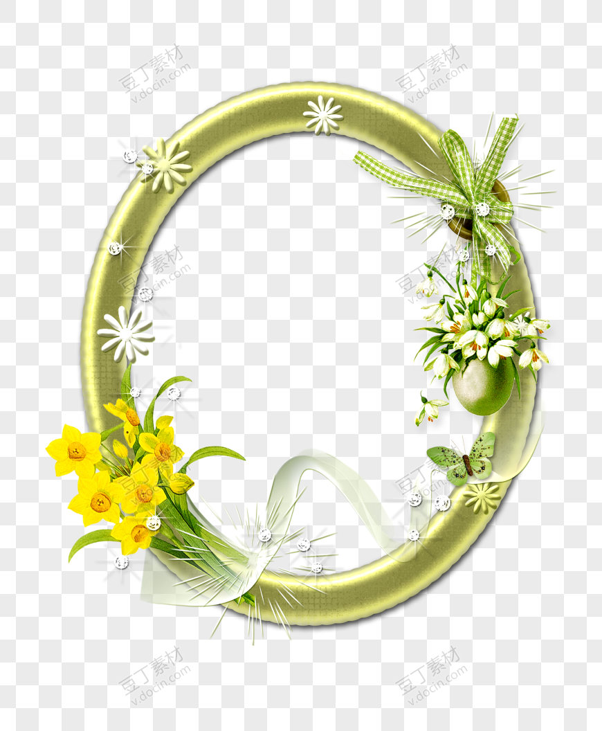 欧式圆镜花朵圆环