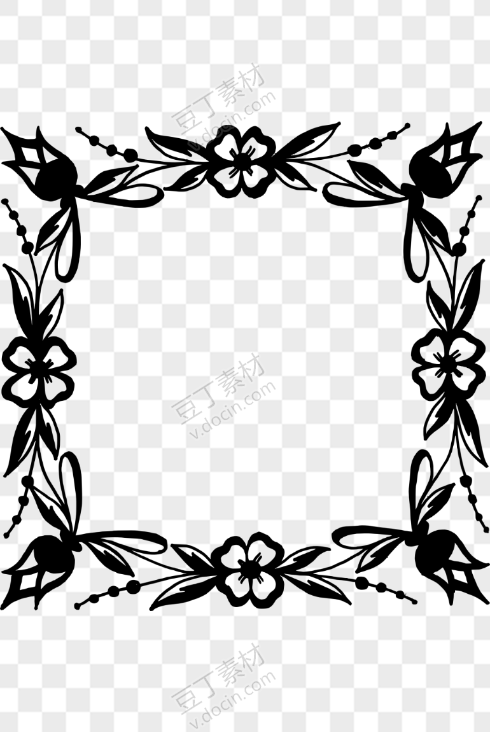 黑色花朵花框