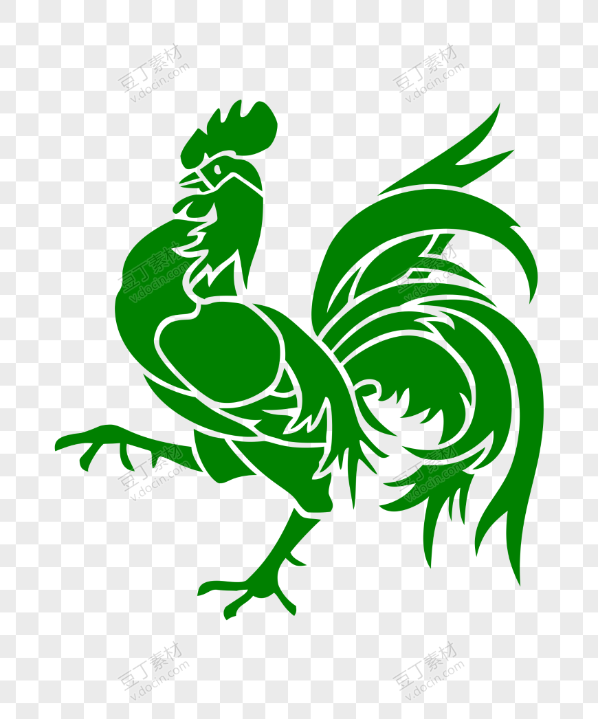 绿色公鸡插画