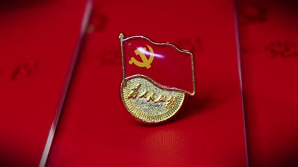 4K党建100周年红旗党徽七一实拍视频