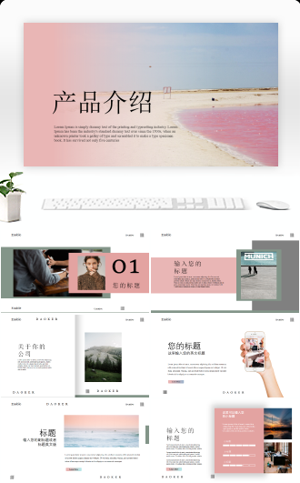 欧美小清新粉色产品介毕业答辩通用模板