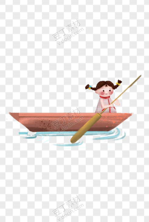 夏天划船小女孩