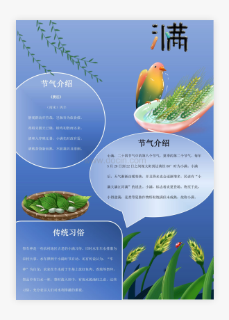 小满节气竖版word手抄报