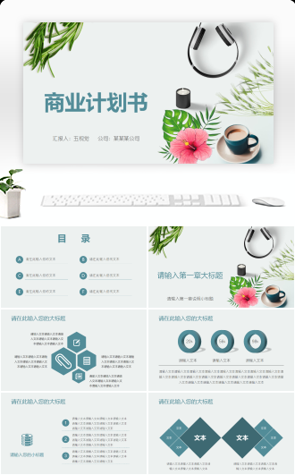 商业计划书简约清新模板
