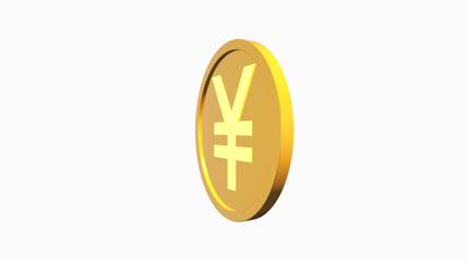 3d人民币金币旋转动画