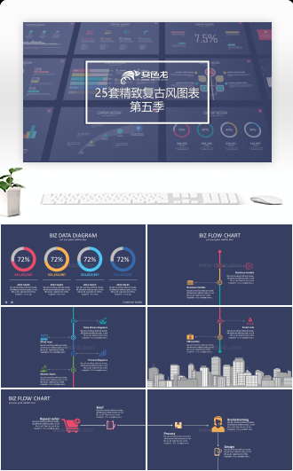 动态简约时尚大气商务PPT图表