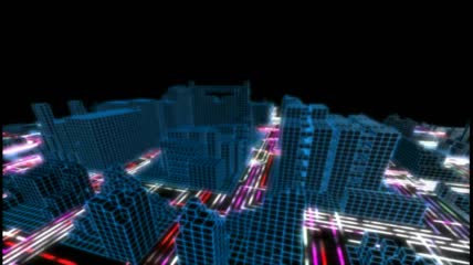 流光风格3D炫彩城市流动唯美背景
