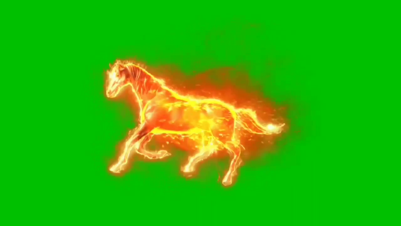 绿幕视频素材火焰马