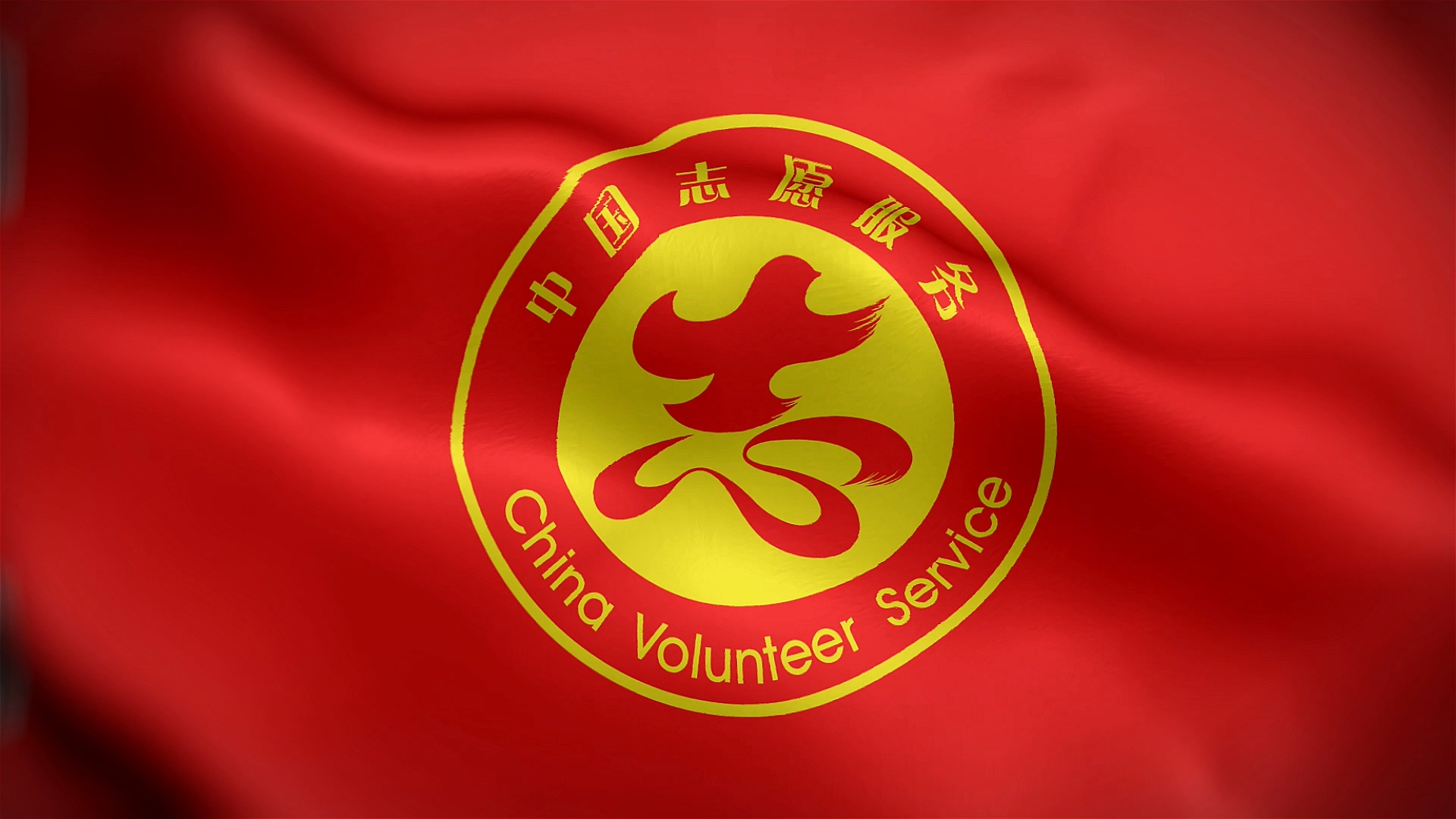 中国志愿服务LOGO旗帜视频素材