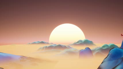 千里江山国朝水墨素材4k
