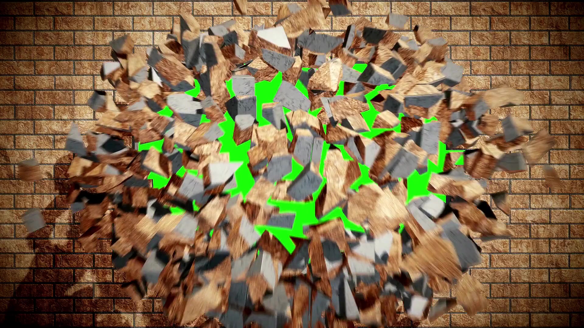 绿幕视频素材墙壁破碎