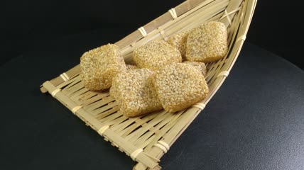 静物美食糕点甜点零食芝麻糯米粑粑4K实拍视频（8）