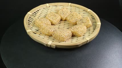 静物美食糕点甜点零食芝麻糯米粑粑4K实拍视频（12）