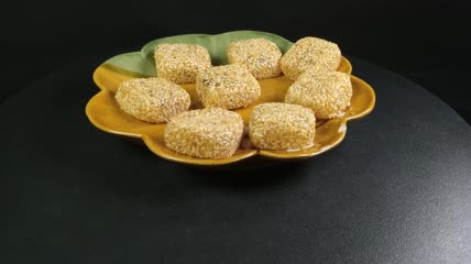 静物美食糕点甜点零食芝麻糯米粑粑4K实拍视频（16）