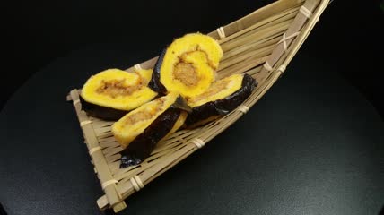 美食甜点海苔蛋糕4K实拍视频（5）