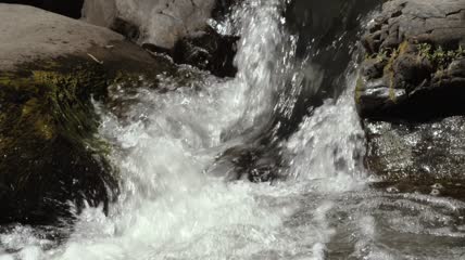 水在岩石间碰撞特写实拍