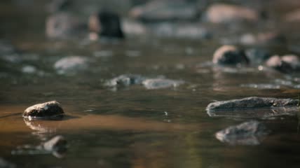 一条有岩石的河流特写实拍