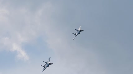 军用喷气式飞机在空中慢动作飞行
