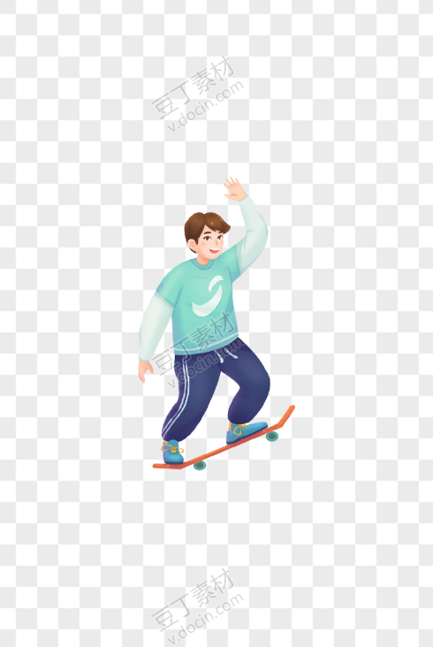 玩滑板的男孩