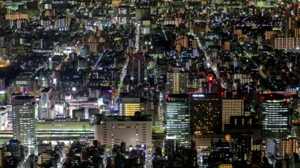 东京的城市景观和夜晚的街道