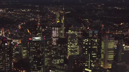法兰克福的夜晚在远处_航拍