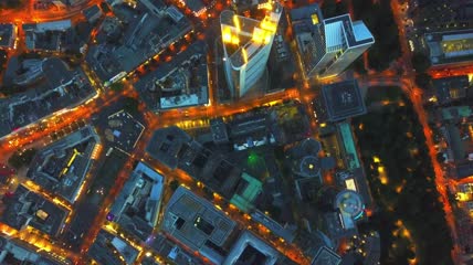 法兰克福夜景的鸟瞰