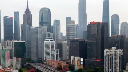 广州城市日间景观延时实拍