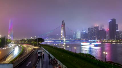 广州用多云的天空照亮了城市景观实拍