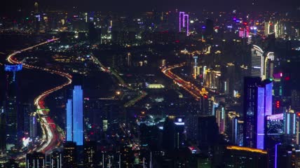 夜色中的未来主义深圳摩天大楼