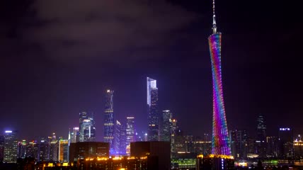 夜晚照亮广州电视塔