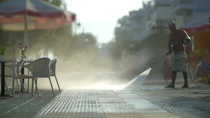 清洗街道实拍