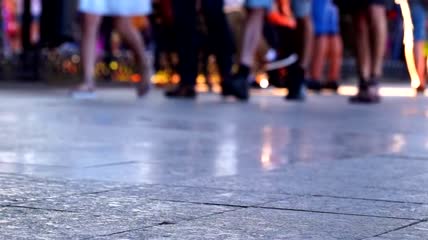 人行道上行人行走延时实拍