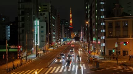 东京市中心街道延时实拍