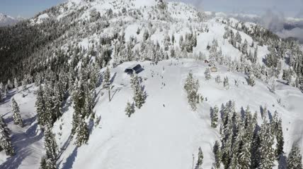 雪山全景滑雪者云集航拍