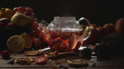 冲泡热果茶特写实拍