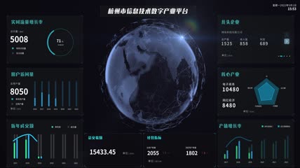 大数据屏幕UI界面监控图屏AE模板