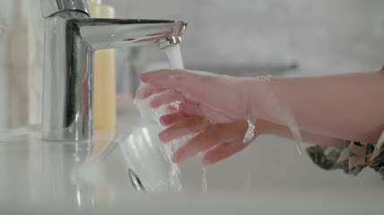 婴儿洗手特写实拍