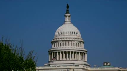 白宫里迎风飘扬的美国国旗实拍