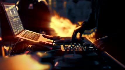 DJ混合音乐唱片特写实拍